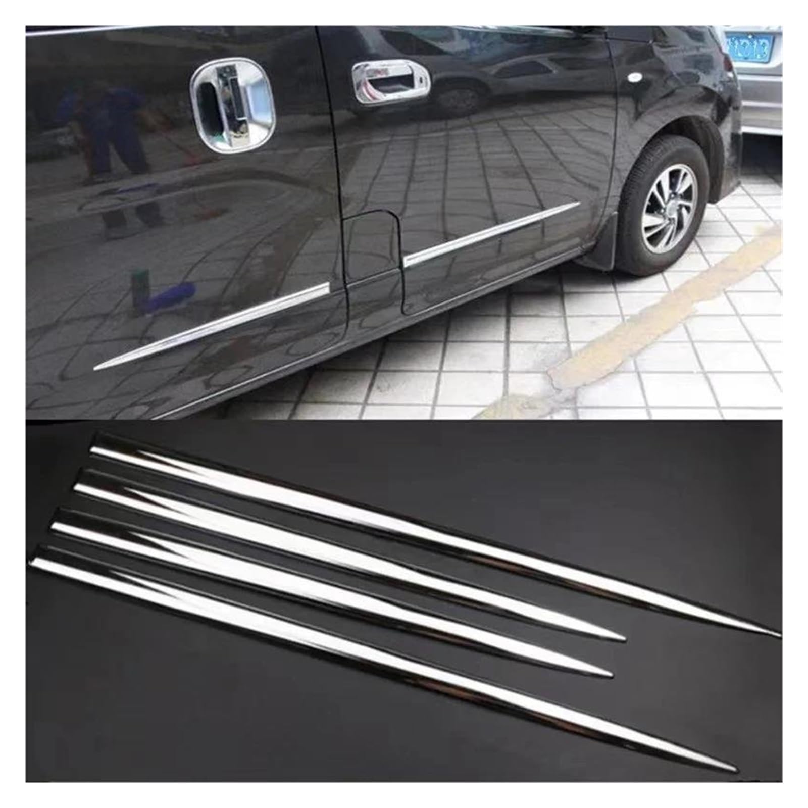 Seitenschweller Splitter 4 Stück Autotür Dekorative Schutzleiste Anti-Kratz Seitenverkleidung Aufkleber Autokarosserie Schutzabdeckung Kohlefaser Autoaufkleber Seitenschürze(Silber) von ODKBFG