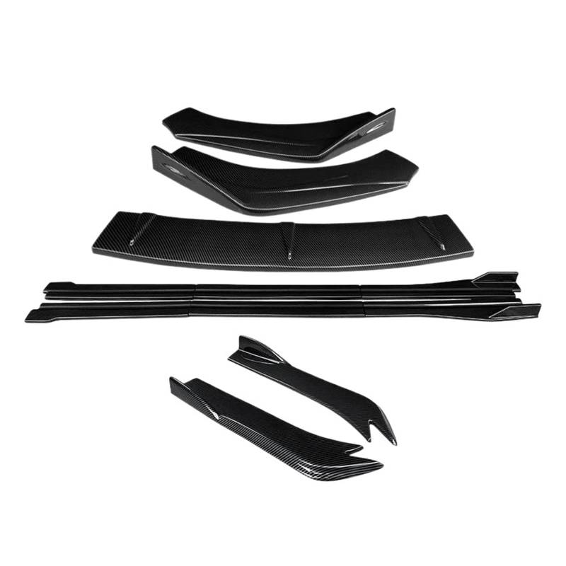 Seitenschweller Splitter Für Kia K5 Für Kaiku 2020-2022 Auto Front Stoßstange Splitter Lip Body Kit Spoiler Seitenschweller Erweiterungen Hinten Wrap Winkel Shark Fins ABS Seitenschürze(Kohlefaser-Opt von ODKBFG