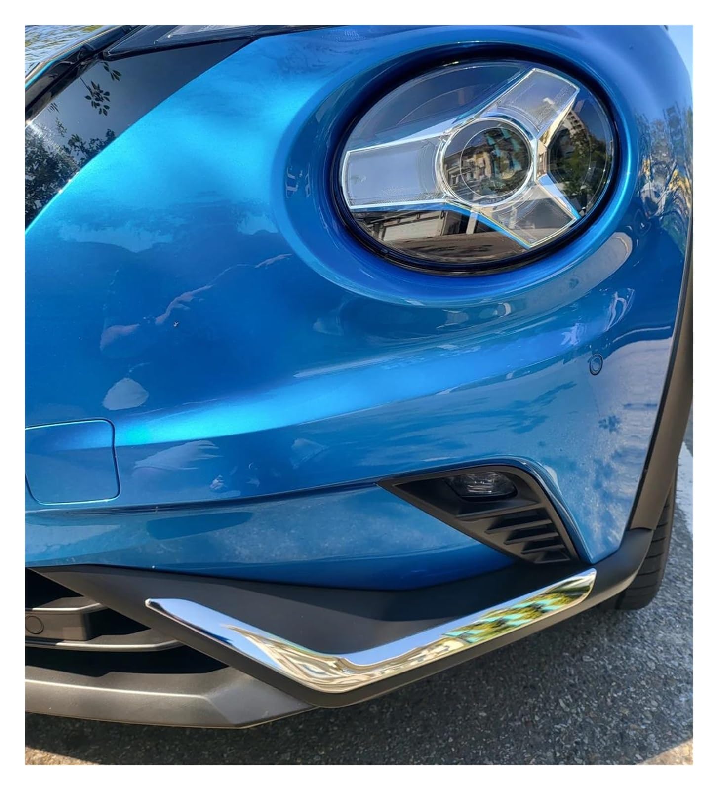 Seitenschweller Splitter Für Nissan Für Juke F16 2019-2023 Auto Edelstahl Seitentür Körperschutzleisten Schutz Dekorative Abdeckung Zierleisten Seitenschürze(Front Bumper Chrome) von ODKBFG