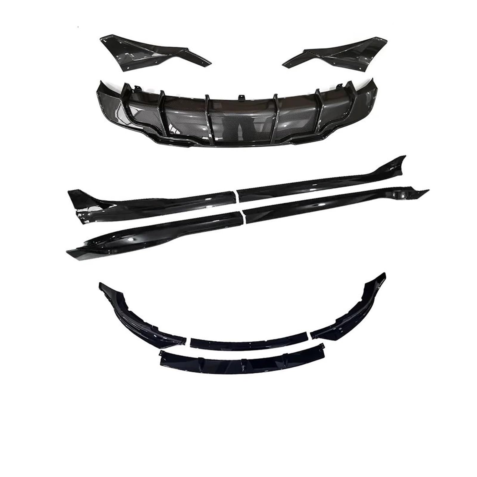 Seitenschweller Splitter Für Tesla Für Modell 3 Y 2017-2023 Stoßstange Lippe Hinten Diffusor Spoiler Tuning Zubehör Sport Körper Kit Carbon Faser Seitenschürze(3 Whole GB Set) von ODKBFG