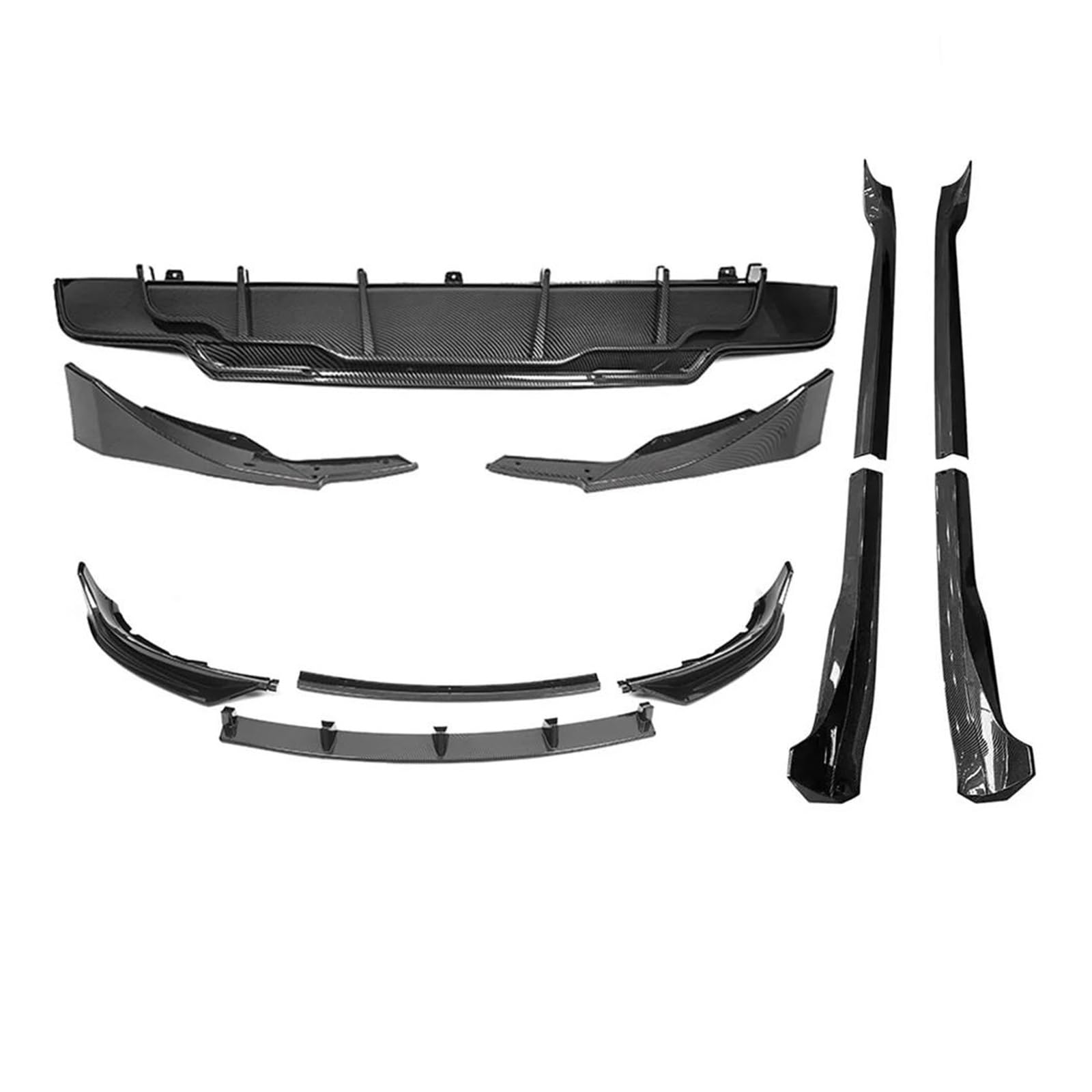 Seitenschweller Splitter Für Tesla Für Modell 3 Y 2017-2023 Stoßstange Lippe Hinten Diffusor Spoiler Tuning Zubehör Sport Körper Kit Carbon Faser Seitenschürze(3 Whole Gcf Set) von ODKBFG