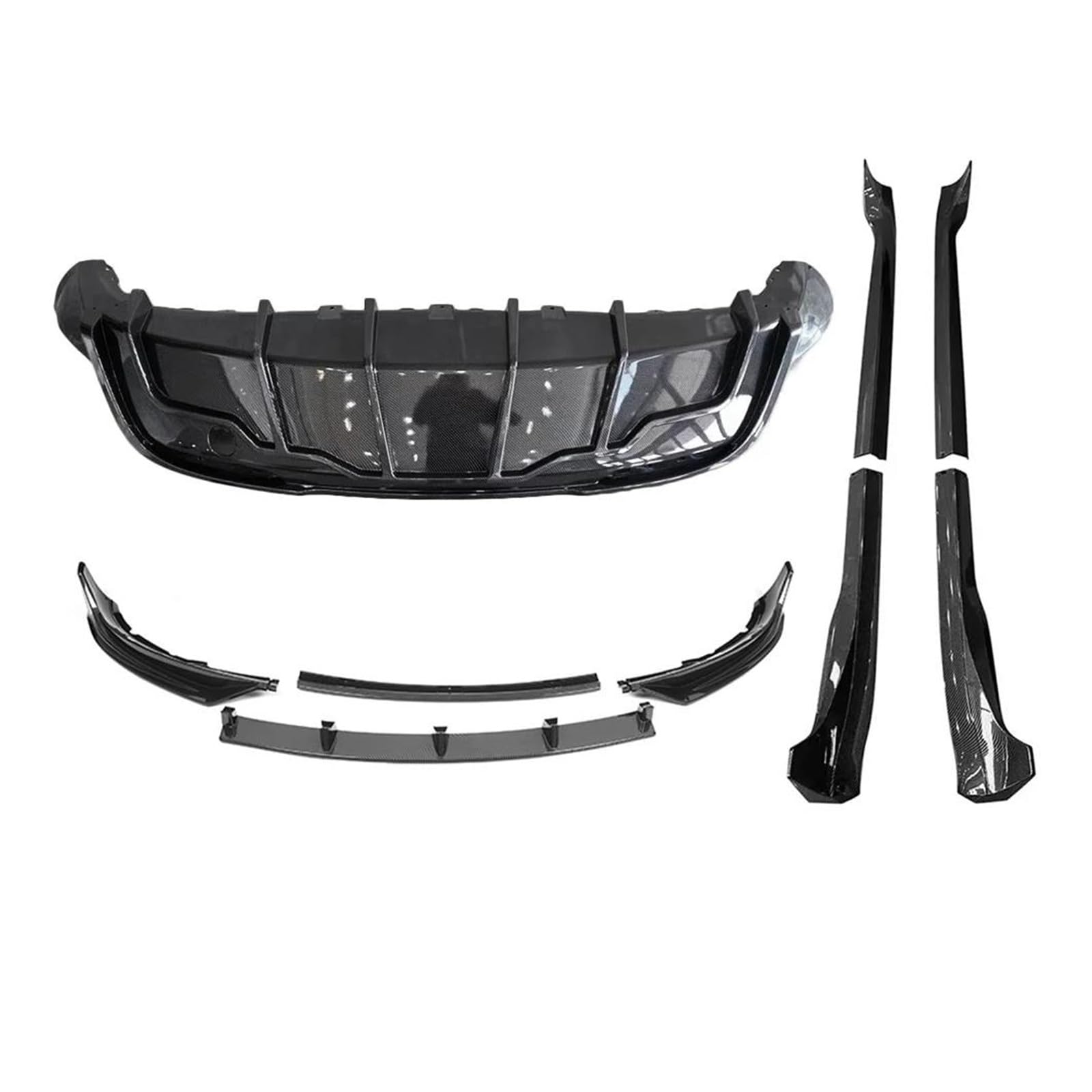 Seitenschweller Splitter Für Tesla Für Modell 3 Y 2017-2023 Stoßstange Lippe Hinten Diffusor Spoiler Tuning Zubehör Sport Körper Kit Carbon Faser Seitenschürze(Y Whole Gcf Set) von ODKBFG