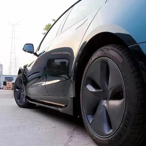 Seitenschweller Splitter Seitenschweller Für Tesla Für Modell Y/3 Für 2017–2022 2023 2024 Seitenschweller Body Kits Schwarzes ABS-Kohlefasermuster Seitenschürze(3 Black Glossy) von ODKBFG