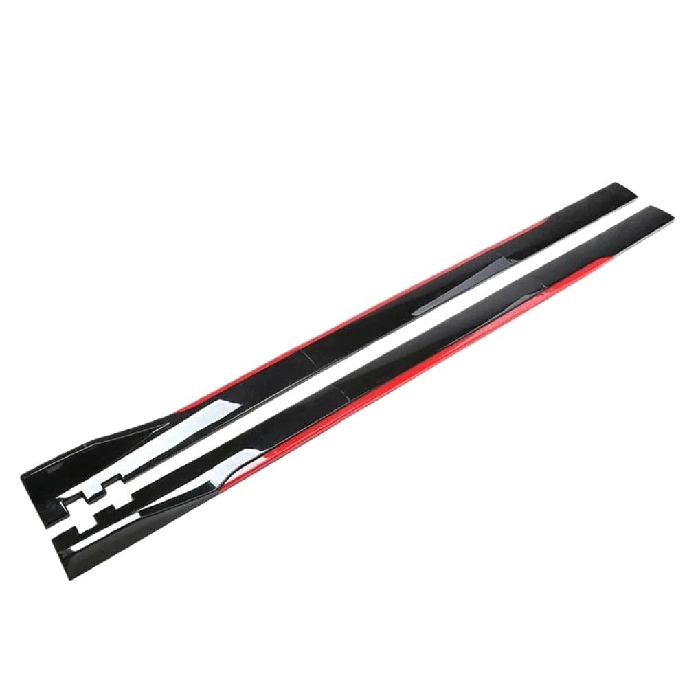 Seitenschweller Splitter Universal 2,2M/2m ABS Seite Spoiler Auto Zubehör Auto Seite Röcke Erweiterung Spoiler Rocker Panels Lip Splitter Für Seitenschürze(A Black red 2.2m) von ODKBFG