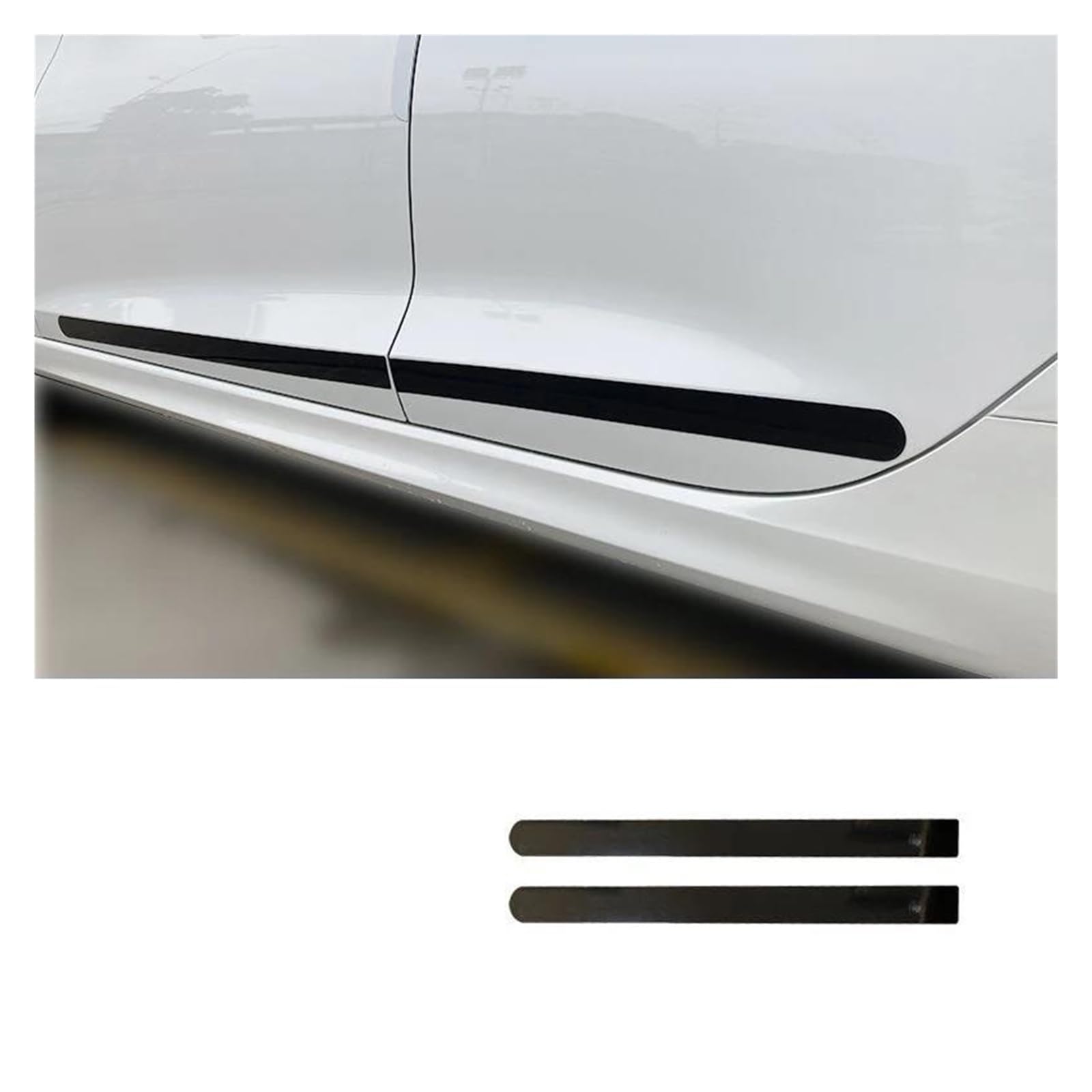 Seitenschweller Splitter Universelle Klebefreie Magnetische Autotür-Kratzschutzstreifen Schwarz-weißer Seitenkantenschutz Aus Gummi Dekoration Schutzaufkleber Seitenschürze(Black 2PCS-65CM) von ODKBFG