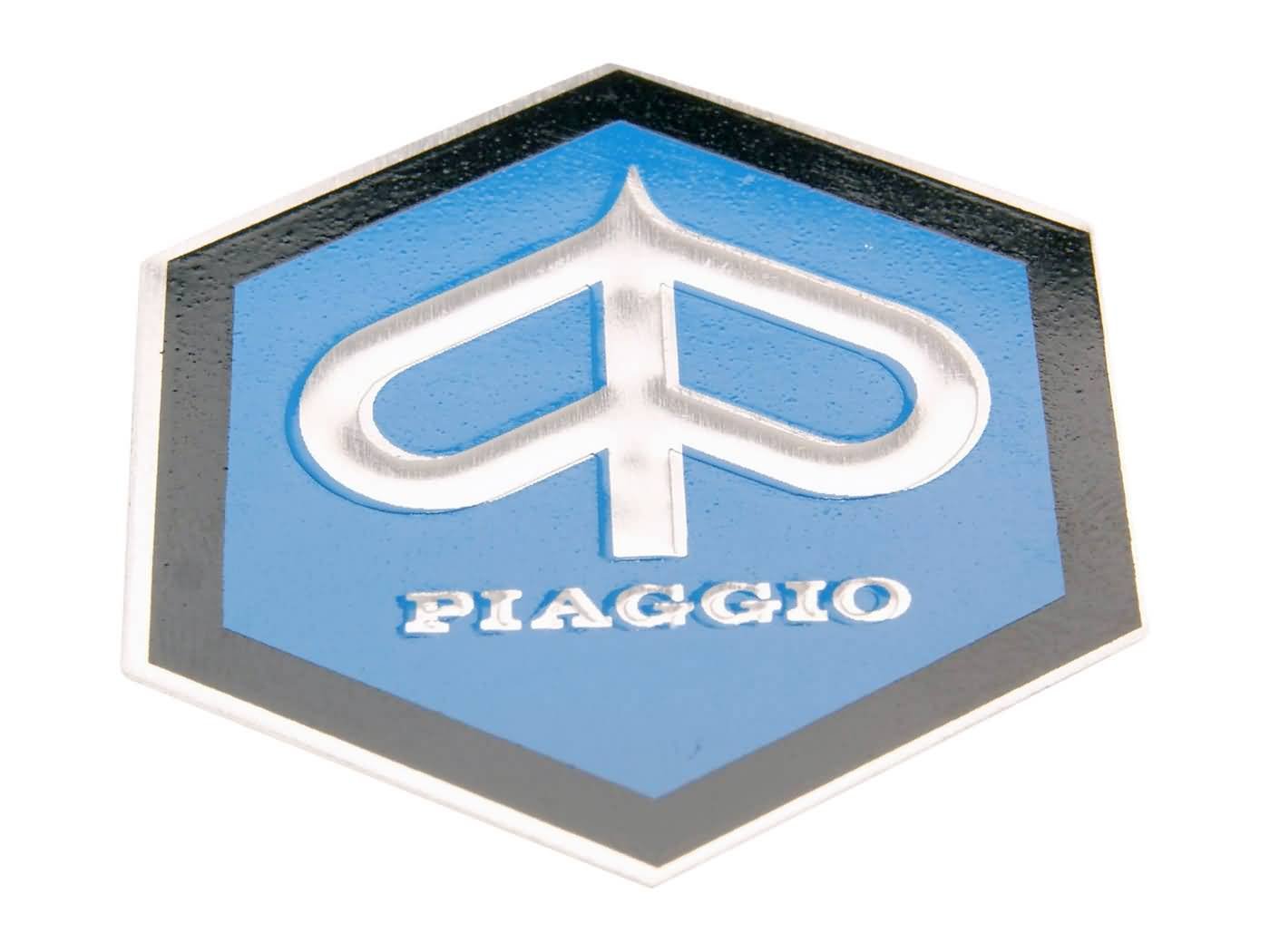 Emblem Piaggio zum Kleben 6-eckig 42mm glatt für Kaskade für Piaggio Ape, Vespa Gl, Rally von OEM Standard
