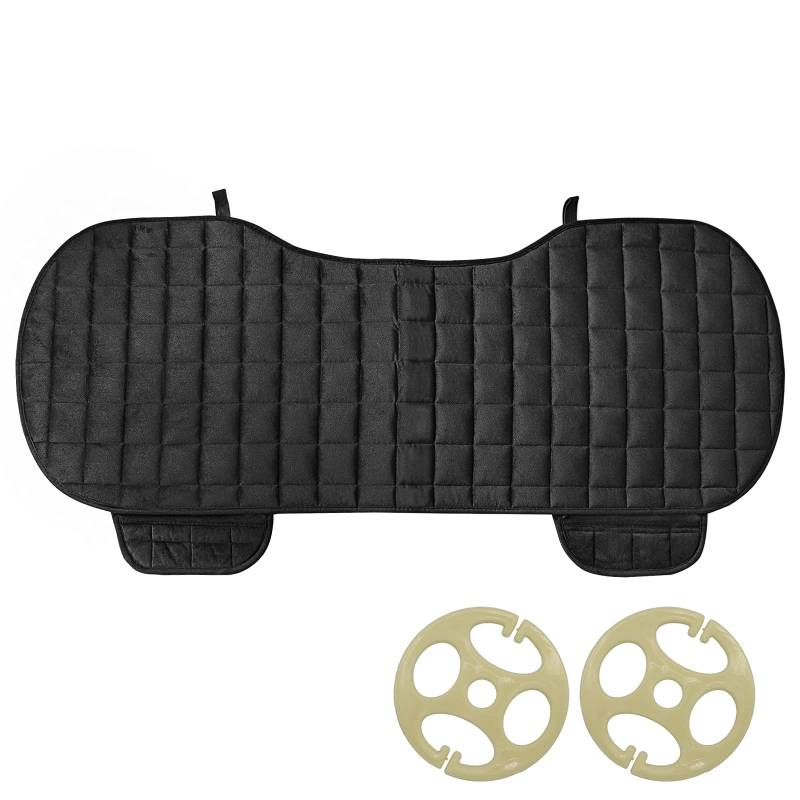 OEMASSIVE Rücksitzkissenbezüge Auto Fahrzeug Sitzschutz,Plüsch Auto Sitzauflage mit Kleine Tasche,rutschfest & Weich Sitzbezug Kissen Pad Mat [Ohne Rückenlehne] 1 Packung Rücksitzabdeckung,Schwarz von OEMASSIVE