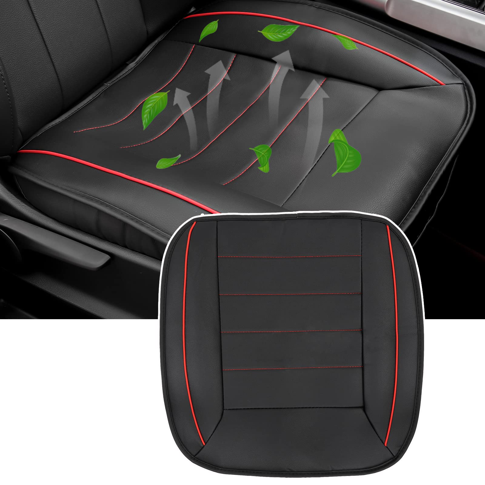 OEMASSIVE Sitzbezug Auto Vordersitze,Auto Sitzauflagen Pu Leder FüR Auto ZubehöR Universal,Weich/rutschfest Vordersitzbezug Edge Wrapping für Autositz,Atmungsaktiv Autositzkissen Vordersitze,Schwarz von OEMASSIVE