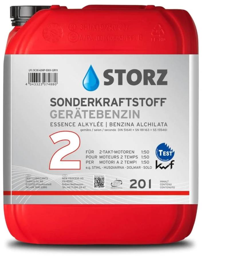 Storz 2T Gerätebenzin - 20 Liter Kanister | Sonderkraftstoff | Alkylatbenzin 1:25-1:50 von OEST