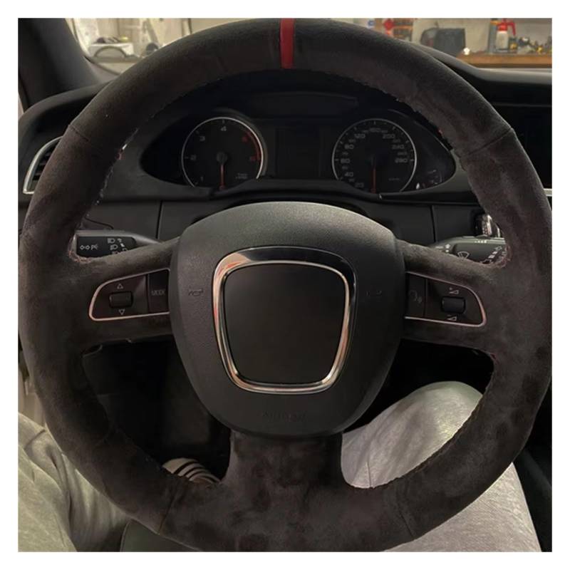 Lenkrad Abdeckung A3 (8P) A4 (B8) A5 A8 A8 L Q7 RS 4 S4 S5 S6 Auto Lenkrad Geflecht Abdeckung Rutschfeste Wildleder Auto Zubehör Lenkrad Bezug(Red Thread) von OEXRIG