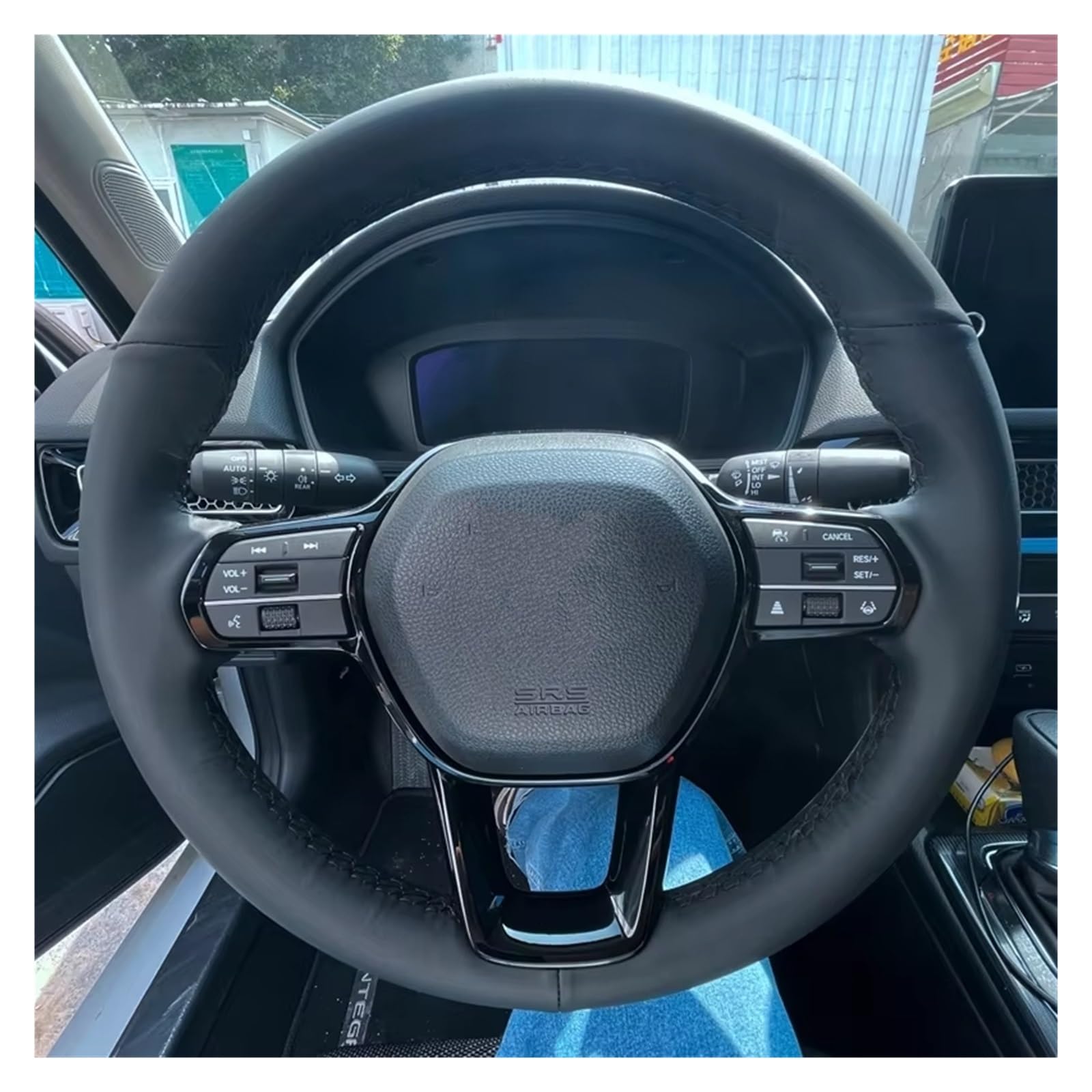 Lenkrad Abdeckung Für Civic 11 XI 2021-2022 Custom Car Lenkrad Geflecht Abdeckung Nicht-slip Auto Innen Zubehör Lenkung Wrap Lenkrad Bezug(Gray Thread) von OEXRIG