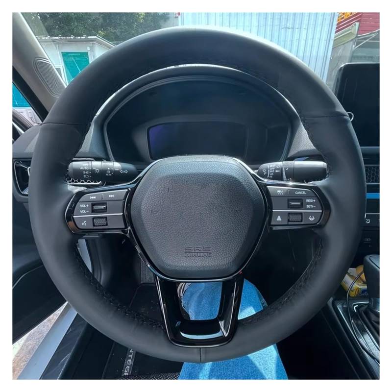 Lenkrad Abdeckung Für Civic 11 XI 2021-2022 Custom Car Lenkrad Geflecht Abdeckung Nicht-slip Auto Innen Zubehör Lenkung Wrap Lenkrad Bezug(Gray Thread) von OEXRIG