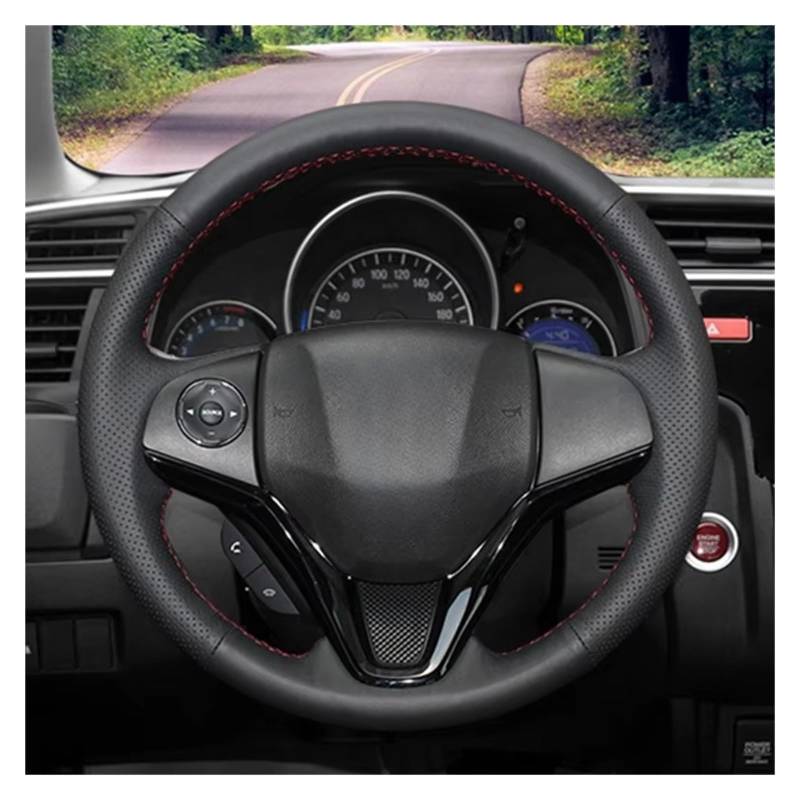 Lenkrad Abdeckung Für Fit 2014 2015 Für Vezel 2014 Für XRV DIY Künstliche Leder Hand-Genäht Schwarz Auto Lenkrad Abdeckung Lenkrad Bezug(Gray Thread) von OEXRIG