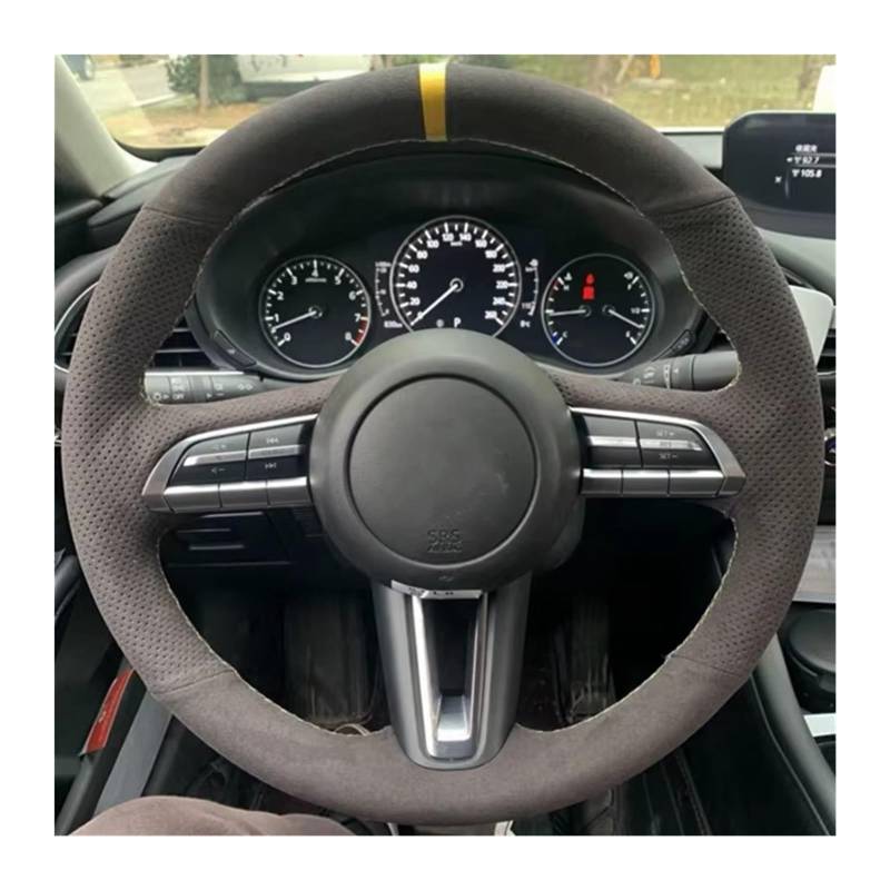 Lenkrad Abdeckung Für Mazda 3 Für Axela 2019 2020 2021 Für CX-30 2020 2021 MX-30 2020 2021 Custom Car Lenkrad Geflecht Abdeckung Weiche Wildleder Lenkrad Bezug(Red Thread) von OEXRIG