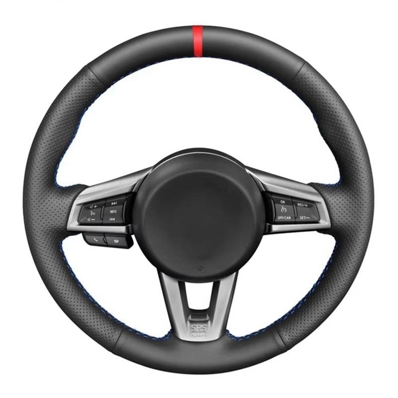 Lenkrad Abdeckung Für Mazda MX-5 MX5 2016 2017 2018 2019 2020 DIY Handgenähte Weiche Schwarze Kunstleder Rote Markierung Autolenkradabdeckung Lenkrad Bezug(Yellow Thread) von OEXRIG