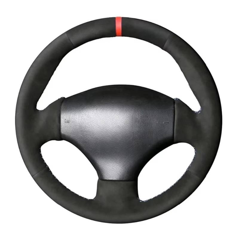 Lenkrad Abdeckung Für Peugeot 206 1998–2005, 206 SW 2003–2005, 206 CC 2004 2005, Auto-Lenkradabdeckung, Rutschfestes Wildleder-Geflecht Lenkrad Bezug(White Thread) von OEXRIG