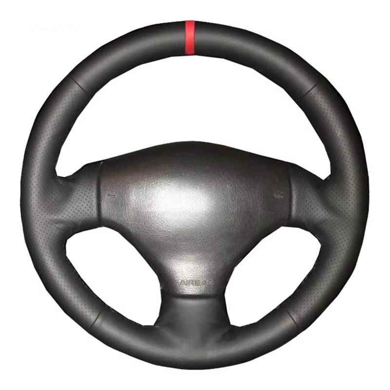 Lenkrad Abdeckung Für Peugeot 206 2003 2004 2005 2006 DIY Schwarze Handgenähte Kunstleder-Autolenkradabdeckung Lenkrad Bezug(Blue Thread) von OEXRIG