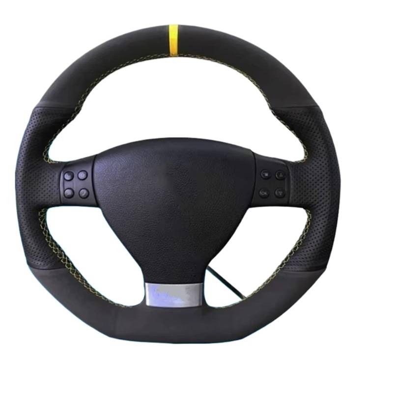 Lenkrad Abdeckung Für VW Für Golf 5 Mk5 Für GTI Für Golf 5 R32 Für Passat R GT 2005 Custom Lenkrad Geflecht Abdeckung Wildleder Zubehör Lenkrad Bezug(Blue Thread) von OEXRIG