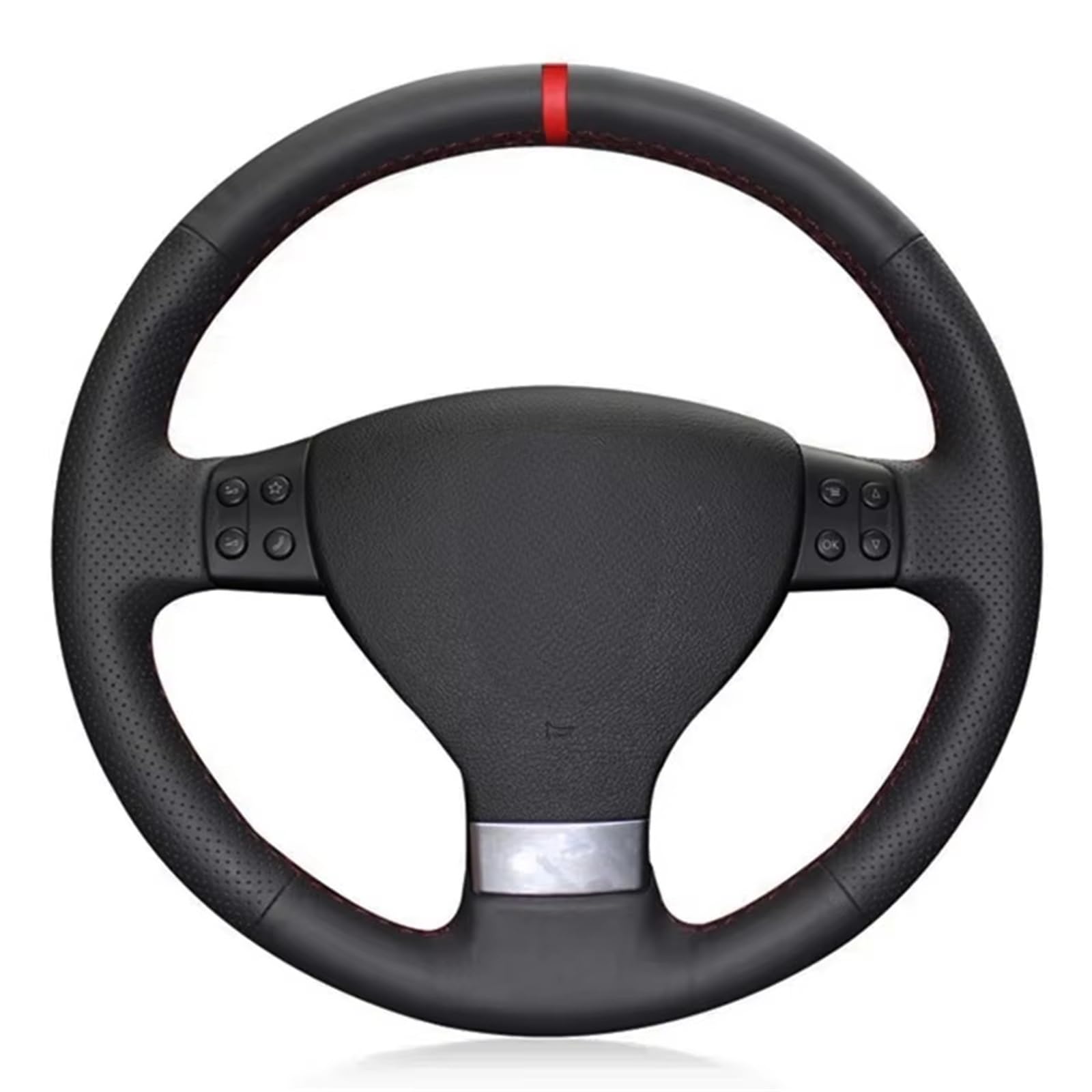 Lenkrad Abdeckung Für VW Für Golf 5 Mk5 Für Passat B6 Für Jetta 5 Mk5 Für Tiguan 2007-2011 Künstliche Leder Auto Lenkrad Abdeckung Lenkrad Bezug(Red Thread) von OEXRIG