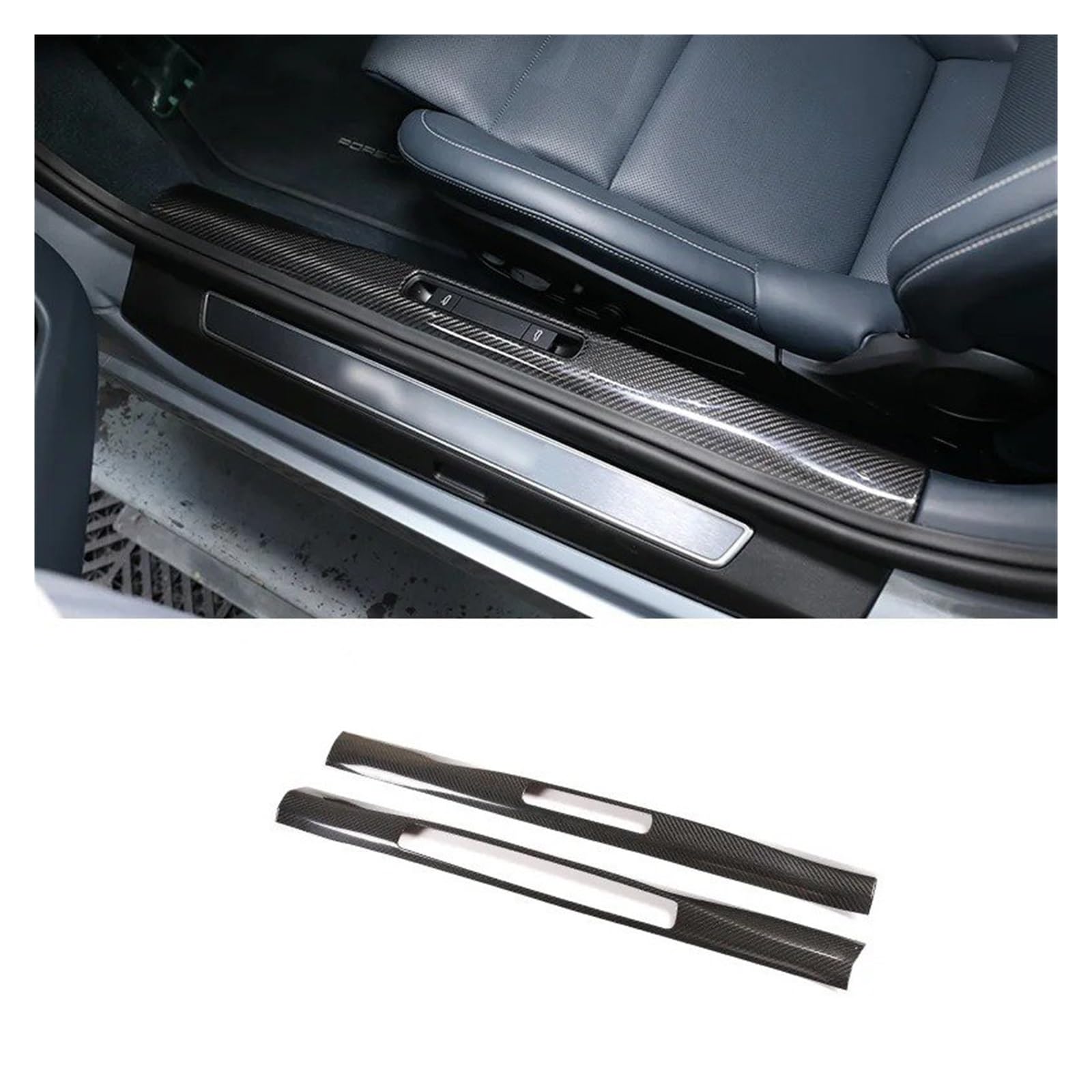 Auto Innenraum Für 911 Für 992 2019 2020 LHD Carbon Fiber Auto Innen Außen Türschweller Spezielle Willkommen Pedal Abdeckung Abnutzung Platte Zubehör Autozubehör(A style) von OEXRIGRU