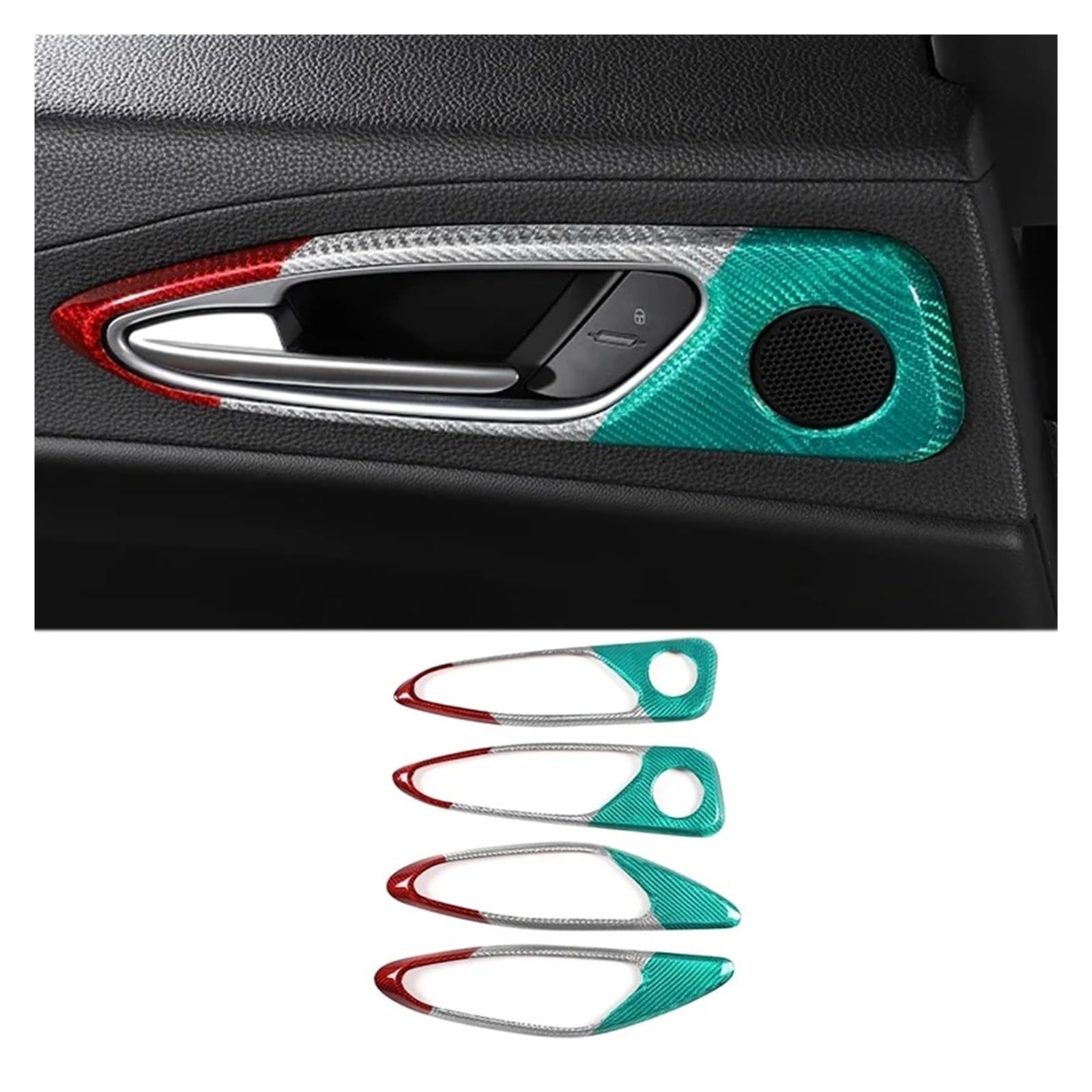 Auto Innenraum Für Alfa Für Romeo Für Stelvio 2017 2018 2019 2020 Kohlefaser Auto Innentürgriff Rahmenabdeckung Verkleidung 4 Stück Autozubehör(Style C) von OEXRIGRU