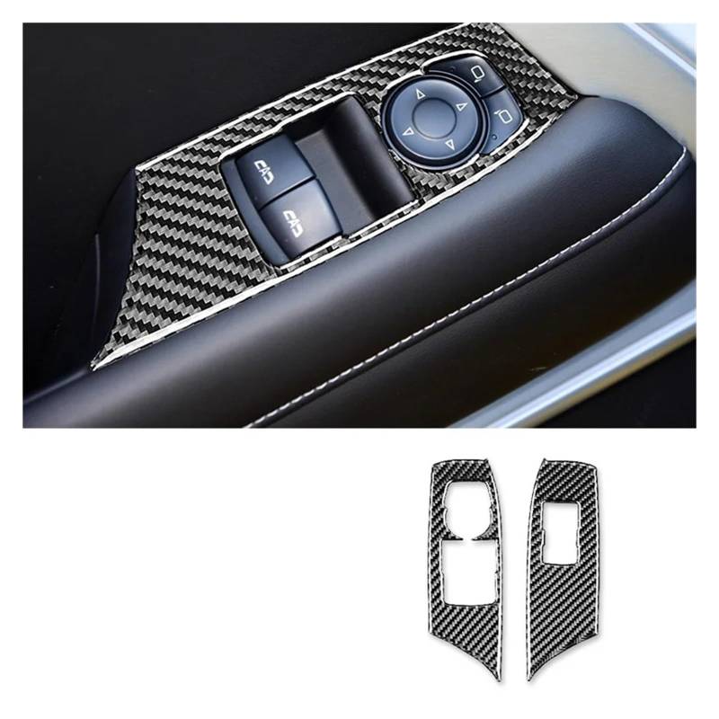 Auto Innenraum Für Chevrolet Für Camaro 2016 2017 2018 2019 LHD Red Carbon Fiber Auto Fensterheber Schalter Taste Panel Abdeckung Aufkleber Autozubehör(Black LHD) von OEXRIGRU