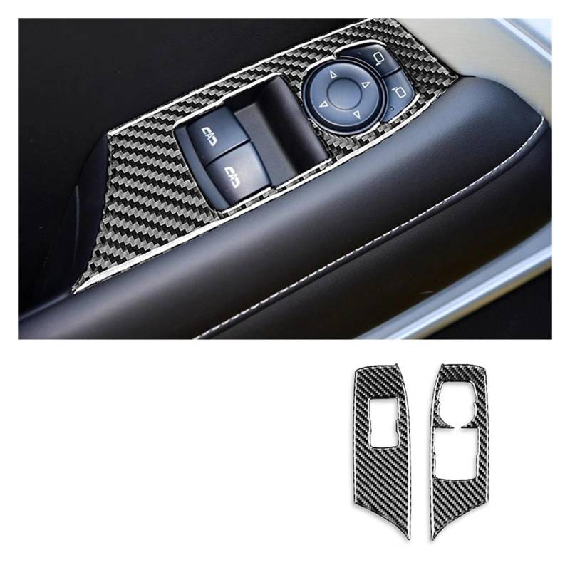 Auto Innenraum Für Chevrolet Für Camaro 2016 2017 2018 2019 LHD Red Carbon Fiber Auto Fensterheber Schalter Taste Panel Abdeckung Aufkleber Autozubehör(Black RHD) von OEXRIGRU