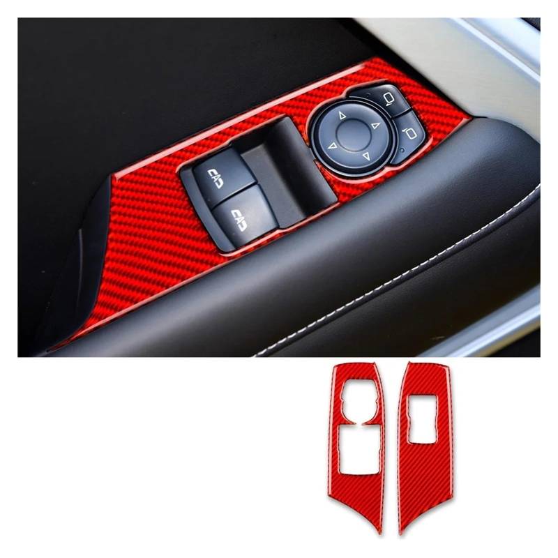 Auto Innenraum Für Chevrolet Für Camaro 2016 2017 2018 2019 LHD Red Carbon Fiber Auto Fensterheber Schalter Taste Panel Abdeckung Aufkleber Autozubehör(Red LHD) von OEXRIGRU