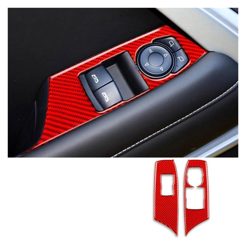 Auto Innenraum Für Chevrolet Für Camaro 2016 2017 2018 2019 LHD Red Carbon Fiber Auto Fensterheber Schalter Taste Panel Abdeckung Aufkleber Autozubehör(Red RHD) von OEXRIGRU