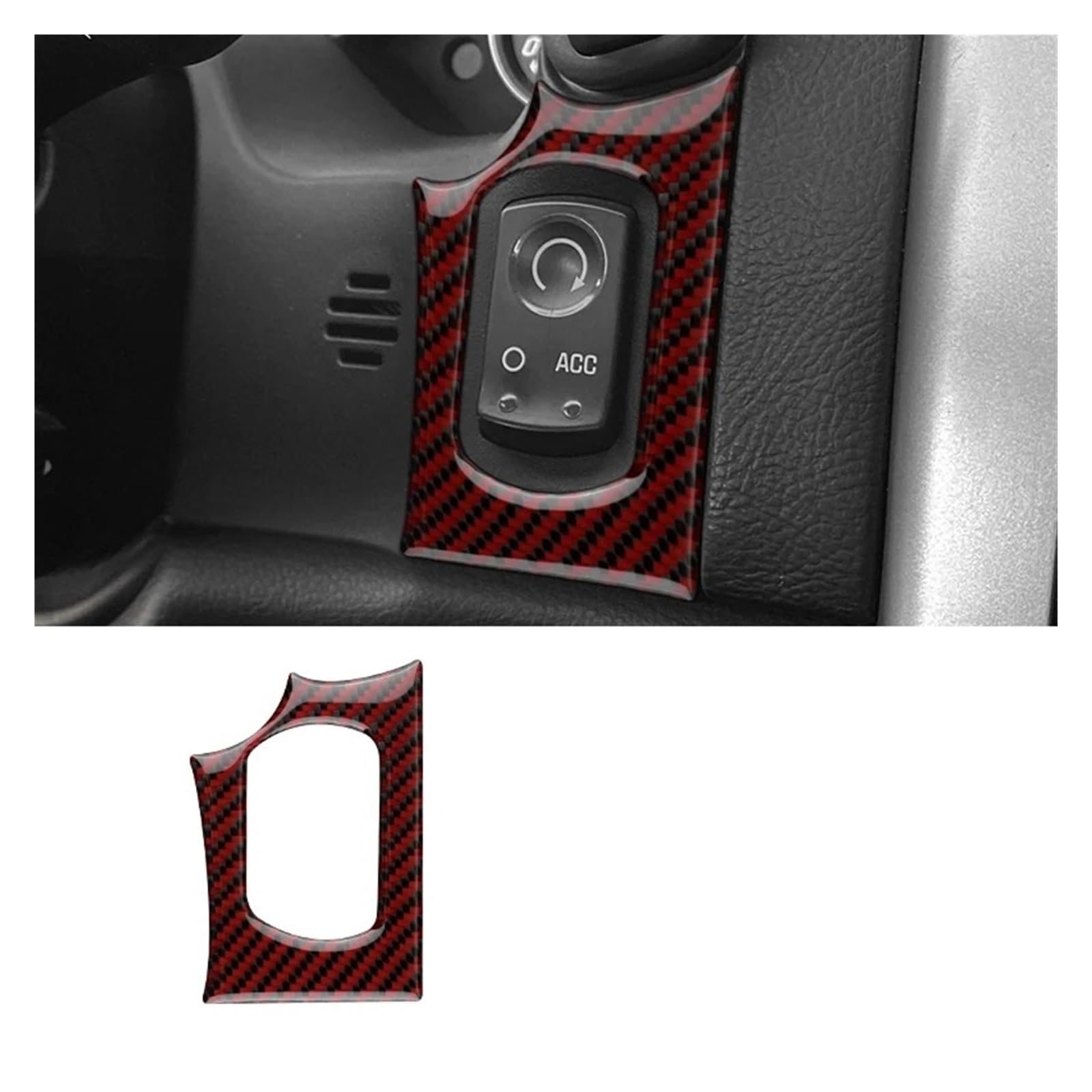 Auto Innenraum Für Chevrolet Für Corvette C6 2005 2006 2007 2008 2009 2010 2011 2012 2013 Weiche Carbon Faser Auto Zündung Knopf Schalter Aufkleber Autozubehör(Black with Red) von OEXRIGRU
