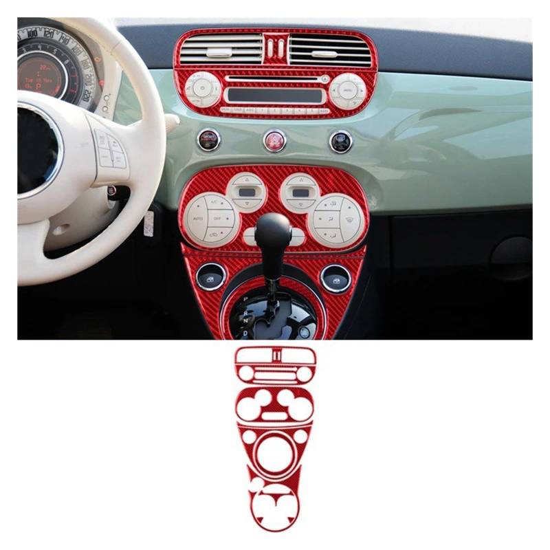 Auto Innenraum Für Fiat 500 2012-2015 LHD Auto-Innenausstattung Armaturenbrett Mittelkonsole Lüftungsschlitz Klimabedienteil Abdeckung Dekorative Zierleiste Autozubehör(A) von OEXRIGRU