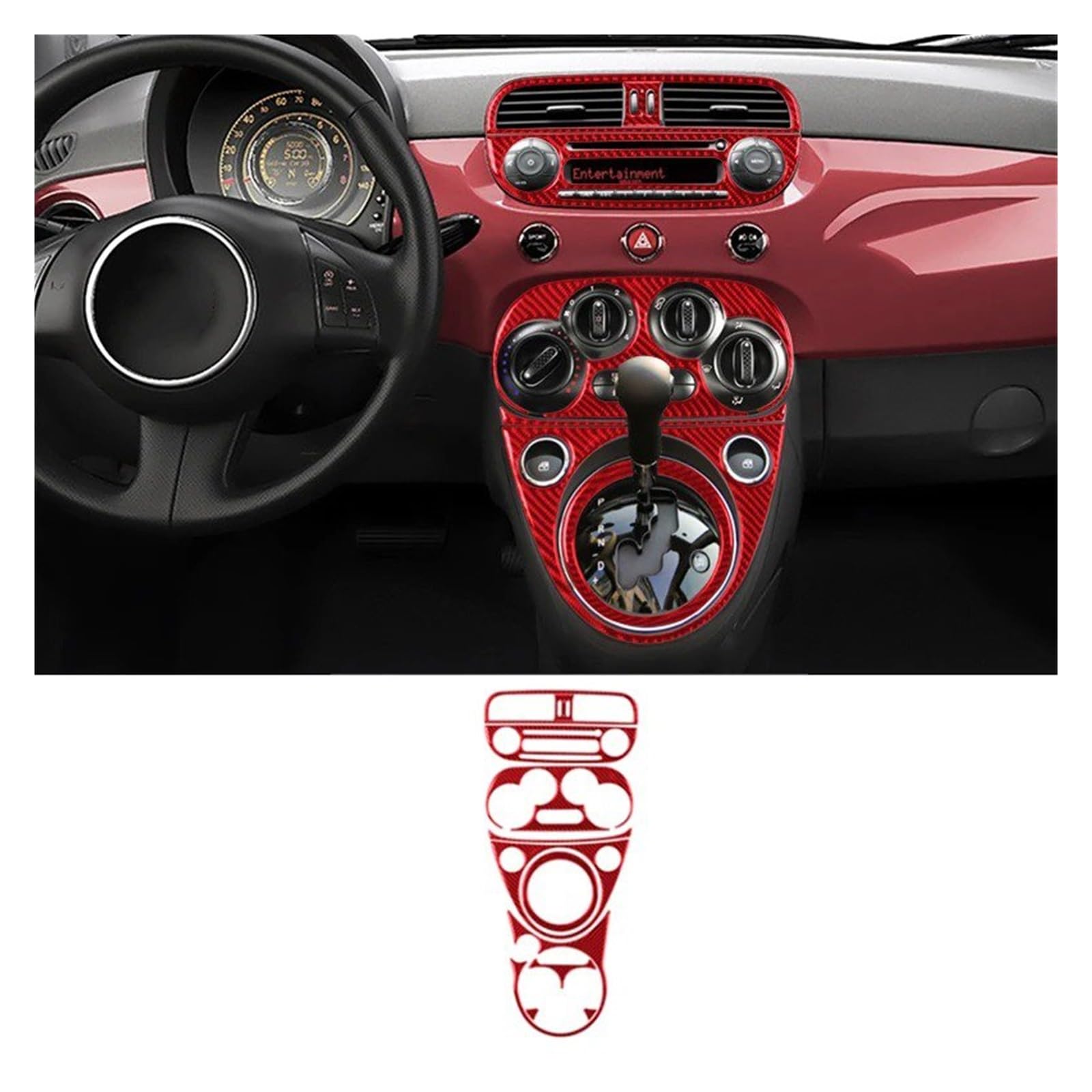 Auto Innenraum Für Fiat 500 2012-2015 LHD Auto-Innenausstattung Armaturenbrett Mittelkonsole Lüftungsschlitz Klimabedienteil Abdeckung Dekorative Zierleiste Autozubehör(B) von OEXRIGRU