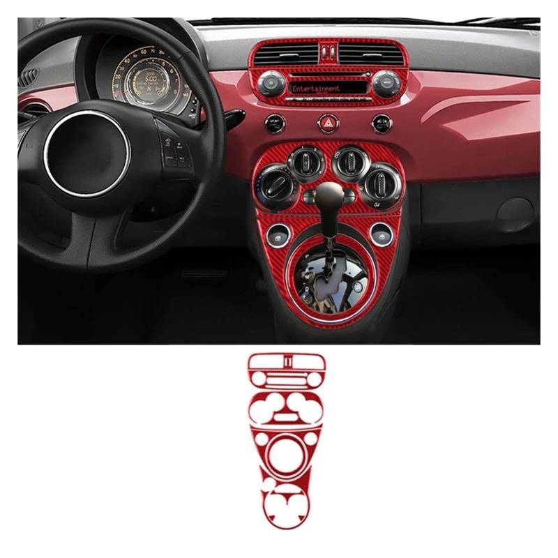 Auto Innenraum Für Fiat 500 2012-2015 LHD Auto-Innenausstattung Armaturenbrett Mittelkonsole Lüftungsschlitz Klimabedienteil Abdeckung Dekorative Zierleiste Autozubehör(B) von OEXRIGRU