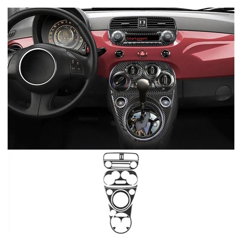 Auto Innenraum Für Fiat 500 2012-2015 LHD Auto-Innenausstattung Armaturenbrett Mittelkonsole Lüftungsschlitz Klimabedienteil Abdeckung Dekorative Zierleiste Autozubehör(D) von OEXRIGRU
