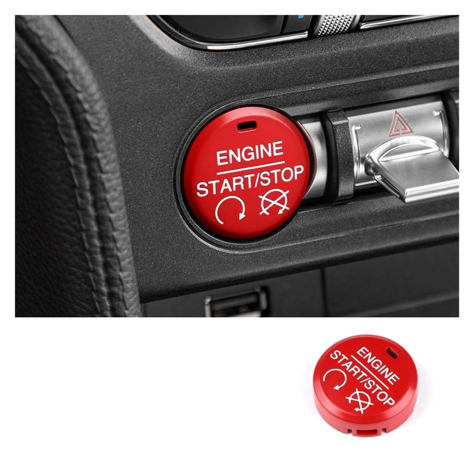 Auto Innenraum Für Ford Für Mustang 2015 2016 2017 2018 2019 2020 2021 2022 2023 Auto Motor Start-Taste Ersetzen Zündung Abdeckung Autozubehör(Red) von OEXRIGRU
