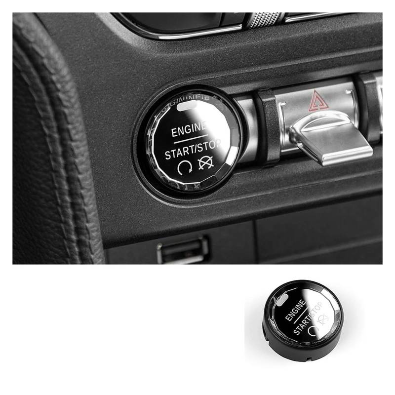 Auto Innenraum Für Ford Für Mustang 2015 2016 2017 2018 2019 2020 2021 2022 2023 Auto Motor Start-Taste Ersetzen Zündung Abdeckung Autozubehör(Schwarz) von OEXRIGRU