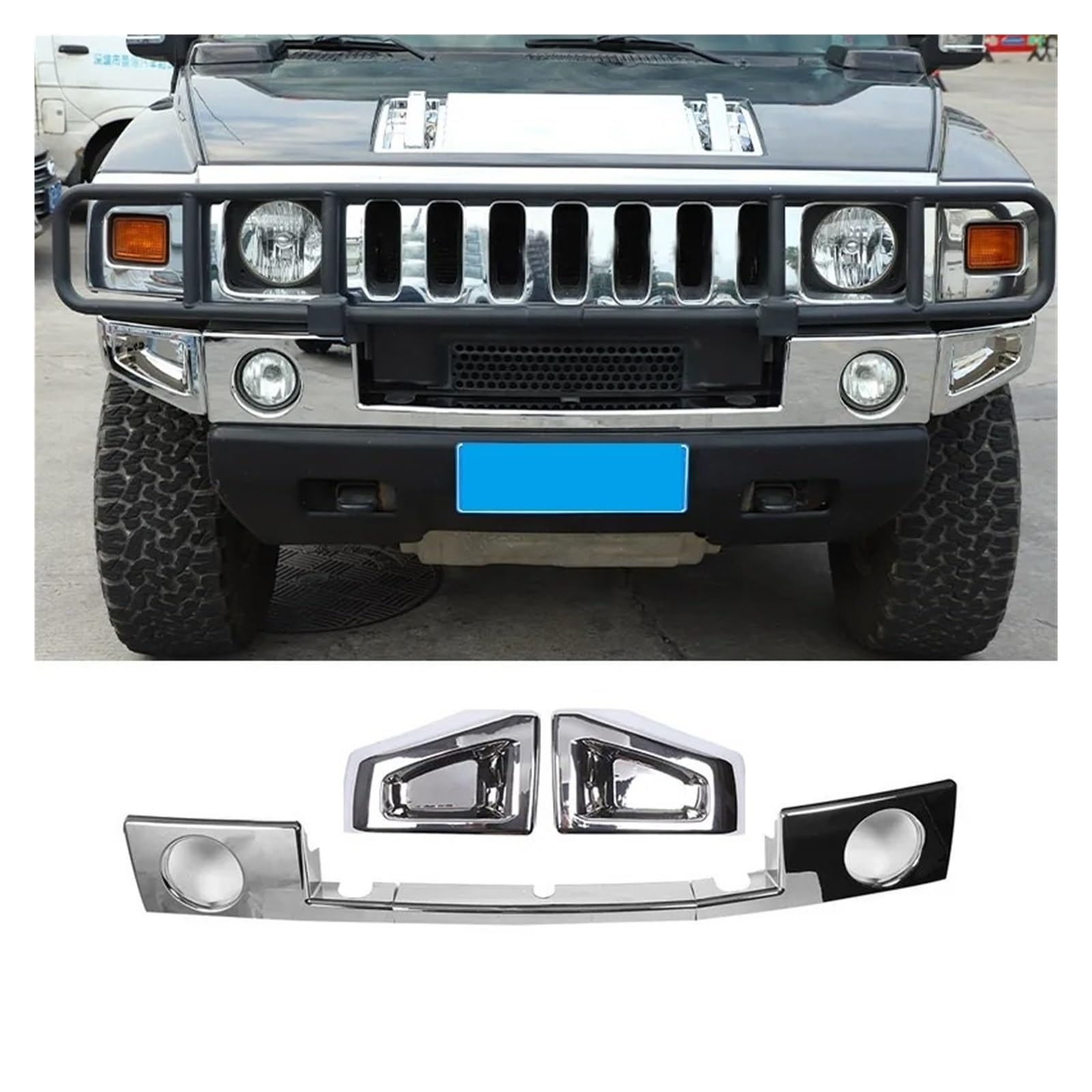 Auto Innenraum Für Hummer H2 2003 2004 2005 2006 2007 2008 2009 ABS Auto Vorderen Stoßfänger Unteren Zierleiste Front Nebelscheinwerfer Zierabdeckung Autozubehör(Style C) von OEXRIGRU