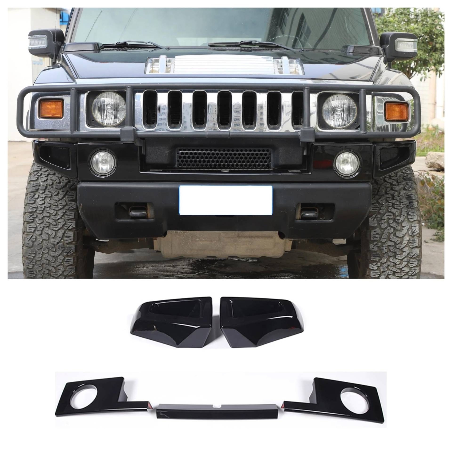 Auto Innenraum Für Hummer H2 2003 2004 2005 2006 2007 2008 2009 ABS Auto Vorderen Stoßfänger Unteren Zierleiste Front Nebelscheinwerfer Zierabdeckung Autozubehör(Style C Black) von OEXRIGRU