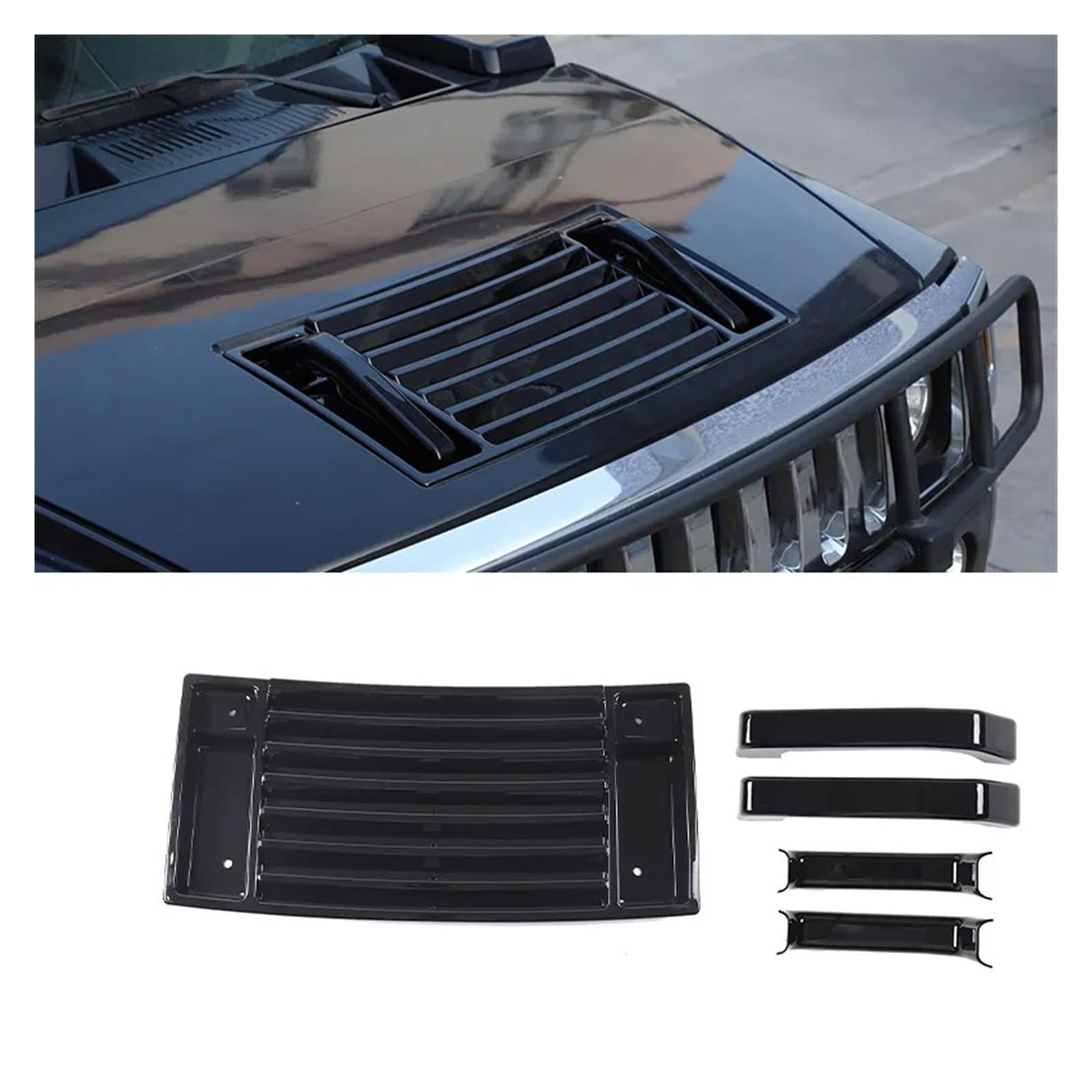 Auto Innenraum Für Hummer H2 2003 2004 2005 2006 2007 2008 2009 ABS Haube Deck Vent Panel Griff Abdeckungen Trim Autozubehör(Black-5pieces) von OEXRIGRU
