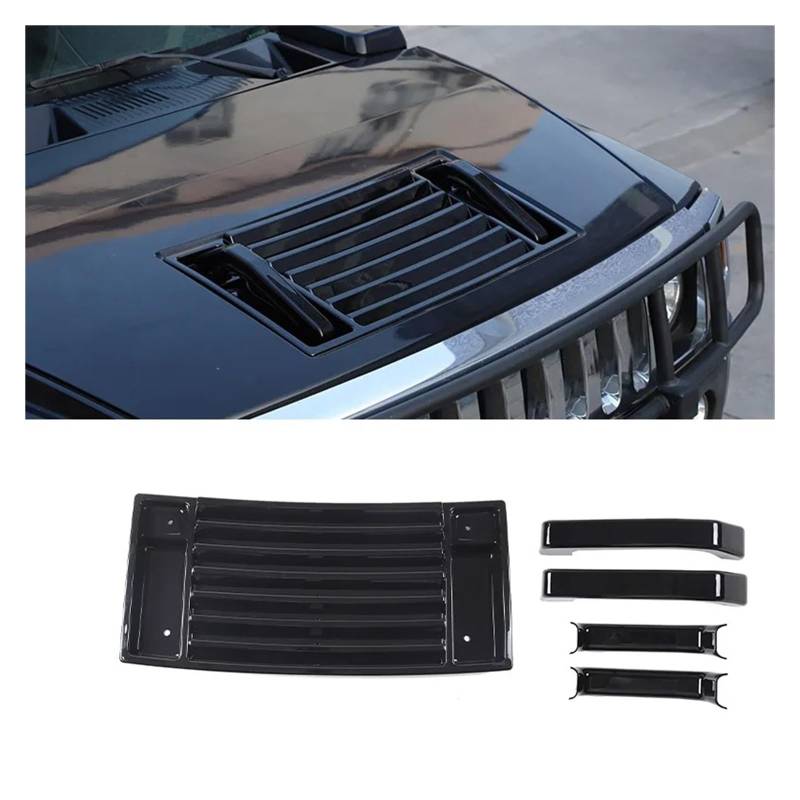 Auto Innenraum Für Hummer H2 2003 2004 2005 2006 2007 2008 2009 ABS Haube Deck Vent Panel Griff Abdeckungen Trim Autozubehör(Black-5pieces) von OEXRIGRU