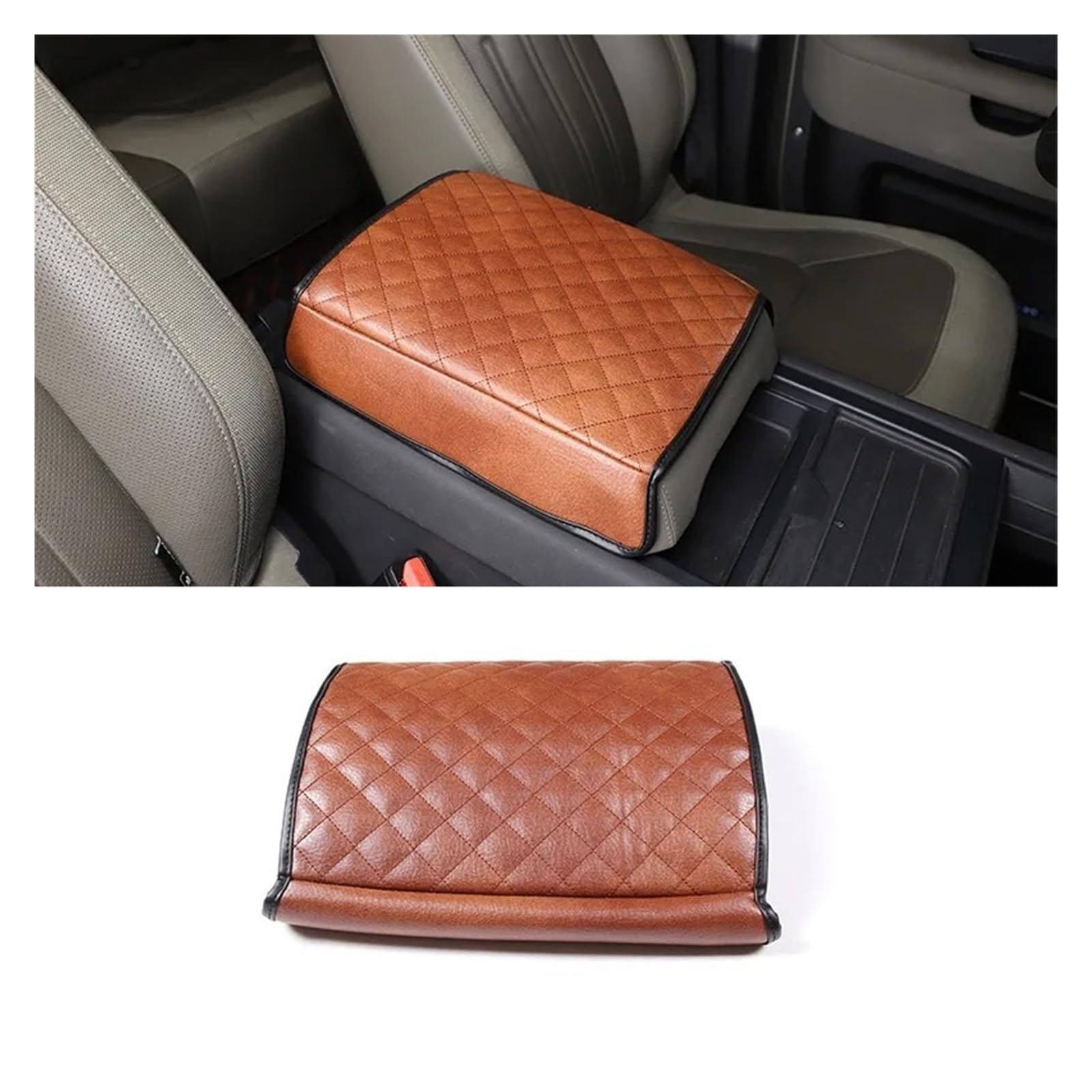 Auto Innenraum Für Land Für Rover Für Defender 110 2020 2021 2022 2023 2024 Schwarze Baumwolle Autositz Armlehne Mittelkonsole Box Abdeckung Autozubehör(Style E brown) von OEXRIGRU