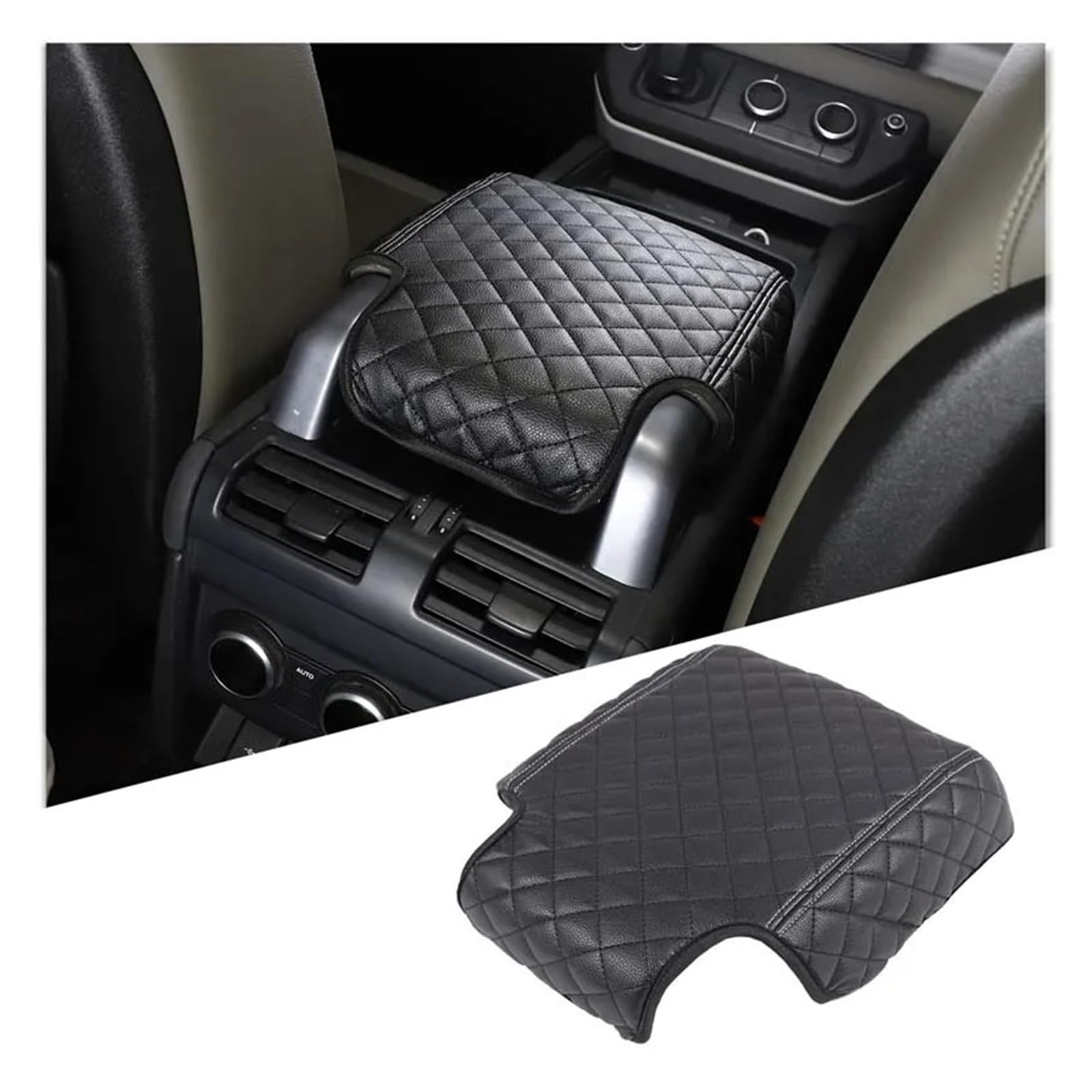 Auto Innenraum Für Land Für Rover Für Defender 110 2020 2021 2022 2023 2024 Schwarze Baumwolle Autositz Armlehne Mittelkonsole Box Abdeckung Autozubehör(Style F Black) von OEXRIGRU