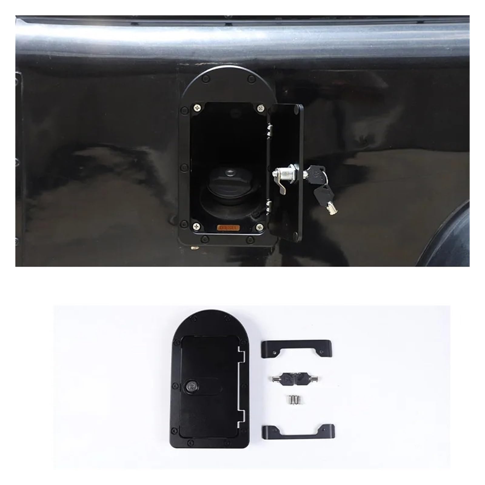 Auto Innenraum Für Land Für Rover Für Defender 90 110 130 2004-2018 Auto Öl Tankdeckel Mit Schlüsselschloss Abdeckung Aufkleber Autozubehör(Style A) von OEXRIGRU