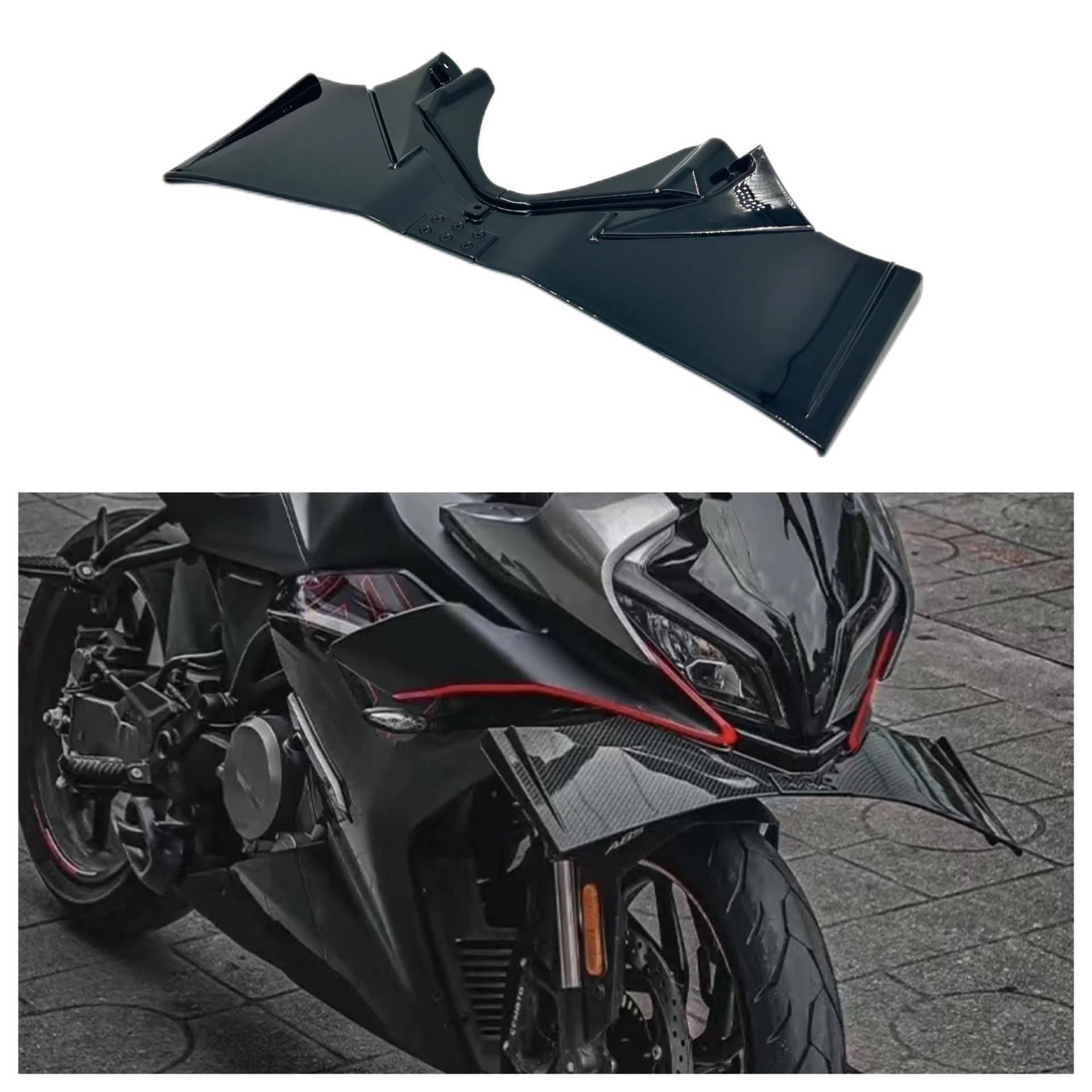 Motorradteile Für CFMOTO 450SR 450 SR Wind Flügel Air Deflektor Motorrad Winglet Aerodynamische Flügel Kit Spoiler Zubehör Motorrad Vorderspoiler(Bright Black) von OEXRIGRU