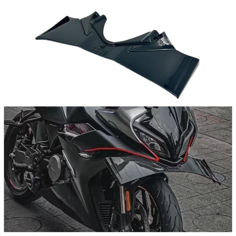 Motorradteile Für CFMOTO 450SR 450 SR Wind Flügel Air Deflektor Motorrad Winglet Aerodynamische Flügel Kit Spoiler Zubehör Motorrad Vorderspoiler(Bright Black) von OEXRIGRU