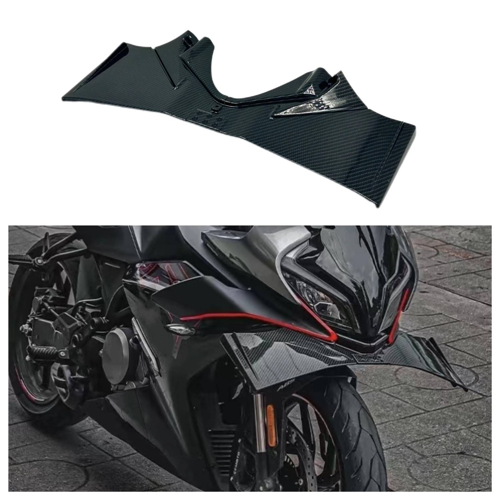 Motorradteile Für CFMOTO 450SR 450 SR Wind Flügel Air Deflektor Motorrad Winglet Aerodynamische Flügel Kit Spoiler Zubehör Motorrad Vorderspoiler(Carbon) von OEXRIGRU