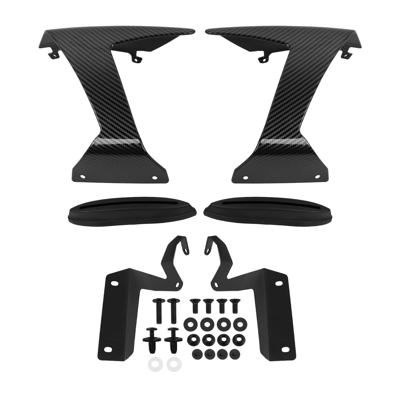 Motorradteile Für Kawasaki ZX6R 2024 2025 Motorrad Front Flügel Deflektor Abtrieb Nackt Spoiler Aerodynamische Winglet Verkleidung Flügel Motorrad Vorderspoiler(Twill Pattern) von OEXRIGRU