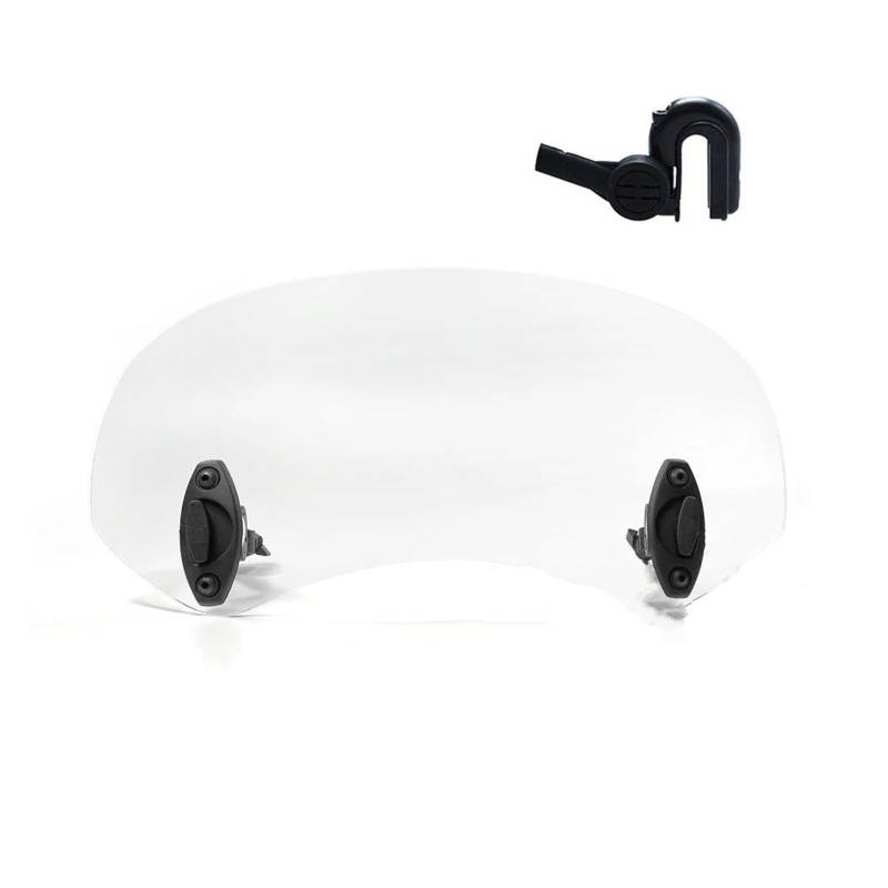 Motorradteile Windschutzscheibe Universal Clamp-On Kleine Deflektor Windschutzscheibe Verlängerung Einstellbare Spoiler Motorrad Vorderspoiler(Style D Clear) von OEXRIGRU