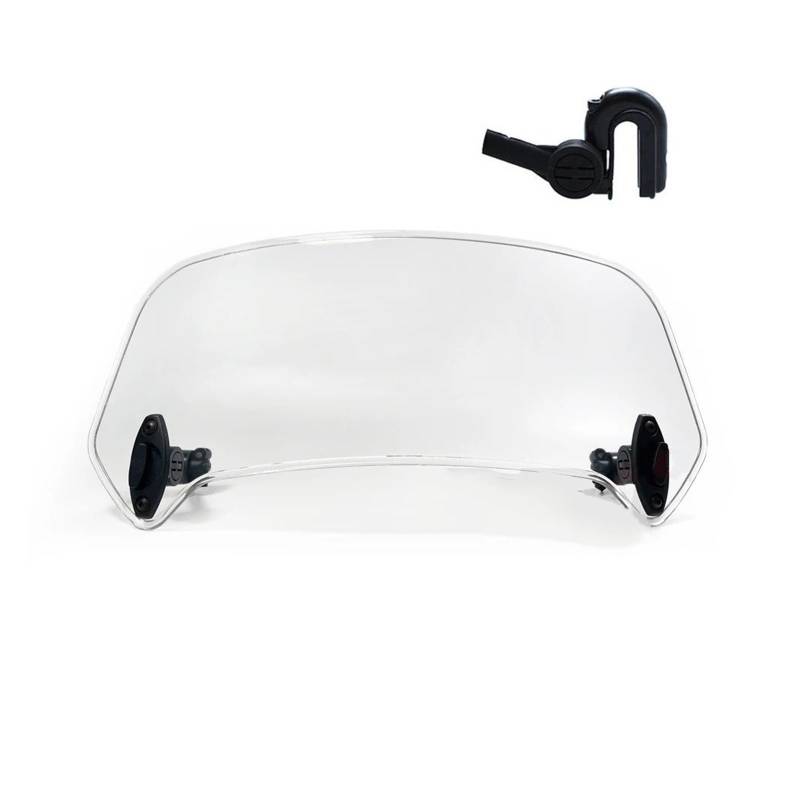 Motorradteile Windschutzscheibe Universal Clamp-On Kleine Deflektor Windschutzscheibe Verlängerung Einstellbare Spoiler Motorrad Vorderspoiler(Style E Clear) von OEXRIGRU