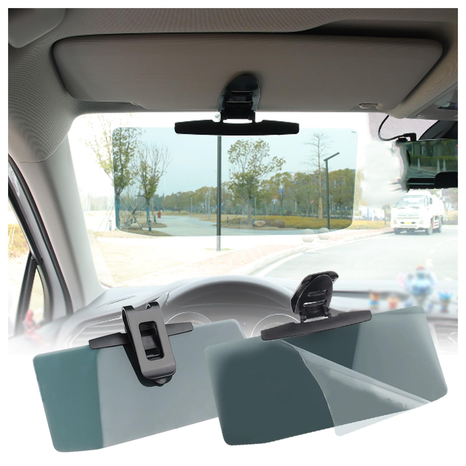 Blendfreie Sonnenblende für Auto, Sonnenschutz und Schneeblindheit, blockiert UV-Strahlen 97,4% und HD-Auto-Visier-Verlängerung, für alle Jahreszeiten, passend für Autos, LKWs, SUVs (2 Stück) von OFBAND